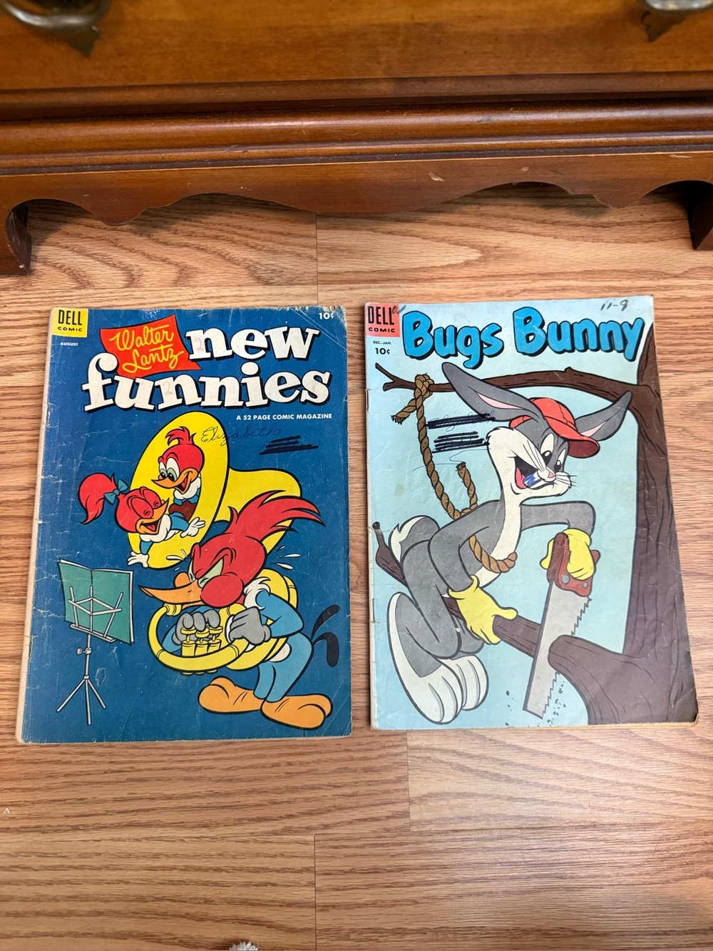 Two vtg Dell Comics Walter Lantz New Funnies, and Bugs Bunny